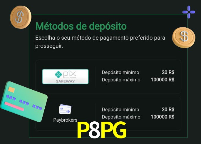O cassino P8PG oferece uma grande variedade de métodos de pagamento